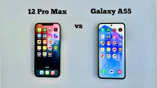 Samsung A55 vs iphone 12 Pro Max | Speed Test