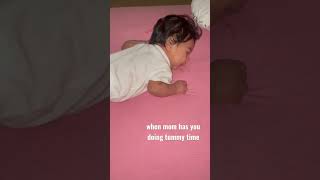 she’s learning to love tummy time #babygirl #babyshorts #tummytime #funny