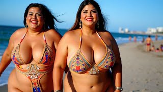 [4k] Hot Indian Women Over 40 , Ai Indian Beauty Lookbook,Plus_Size Saree Models Running Beach Dehli