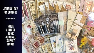 Journalsay Unboxing / Huge Vintage Stationery Haul! Amazing & Cost Effective Junk Journal Supplies!