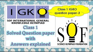 Class 1 SOF IGKO questions Science #olympiad  International #generalknowledge Olympiad Class 1