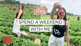 Spend a SUMMER WEEKEND with me! Strawberry picking 🍓 golf 🏌️‍♀️, sushi 🍣 + major clean | VLOG