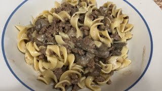 Hamburger Stroganoff, so easy and done in 1/2 hour, come cook with Abbey’s Southern Cooking