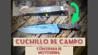 Cuchillo Campero con espada de motosierra y herramientas básicas. Campero knife with chainsaw sword