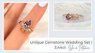 Gemstone Wedding Set | Rosados Box 3.44ct Isla & Petunia Zircon and White Sapphire Wedding Set