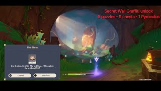 How to unlock Manse of Monetoo Murals I Into The Painting Graffiti Marked Stone | Genshin Impact 5.0