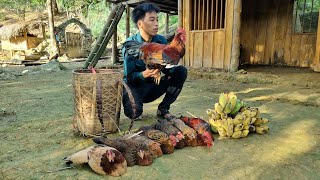 Harvest bananas and Chickens to sell at the market - Clean up the vegetable garden | Triệu Văn Tính