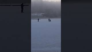 Ice Skating on a frozen lake