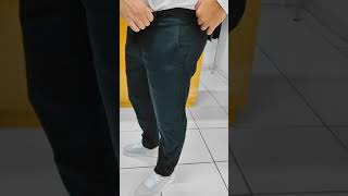 Calça sarja algodão com elastano modelo slim  alfaiataria sistema com elástico para ajuste cintura