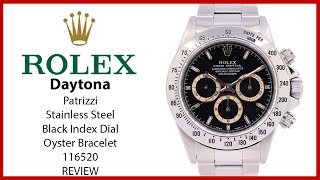 ▶ Rolex Daytona Patrizzi Stainless Steel Black Dial Steel Bezel Oyster Bracelet 116520 - REVIEW