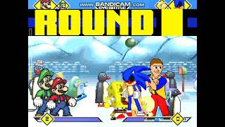 Mugen #1023 Super Mario Super Luigi Dee Bee Kaw Trixie vs Sonic.exe Applejack Spongebob Pingu