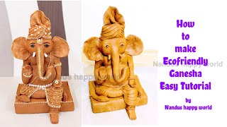 Eco friendly Ganesh | How to make eco friendly  ganesh idol | Easy Ganesh making at home