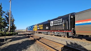 Coast Starlight train 11 blast throught Suisun-Fairfield with 203 trailing! 5/23/24