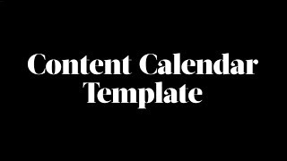 Content Calendar Template