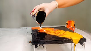 acrylic paint pouring - Fire kiss acrylic technique - Painting with easy pouring - molten material🔥🌋