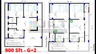 HOUSE PLAN - 27'10.5"X32'6"' -905sq.ft -G+2 | Floor Plans - 2BHK & 1BHK| JILT Constructions