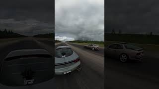 Roll race Porsche 944 Turbo vs Mazda RX7 on föne airfield Sweden 2022