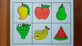 How to Draw Fruits Step By Step For Beginners / Different Types Of Fruits Drawing / Fruits Drawing