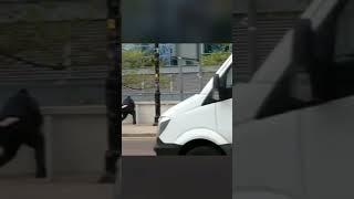 Manchester United fan writes graffiti on Manchester City ‘s Etihad stadium whilst covering his face