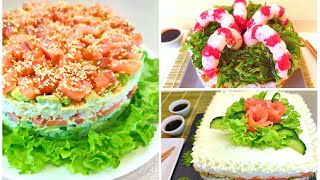 САЛАТ СУШИ. 3 рецепта СУШИ САЛАТА НА ПРАЗДНИЧНЫЙ СТОЛ. Очень красиво и вкусно! 3 идеи оформления