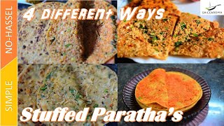 4 Stuffed Paratha Recipe भरवां पराठे रेसिपी #gobhiparatha #mooliparatha #paneerparatha #GajarParatha