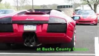 Supercars leaving Bucks County Exotics