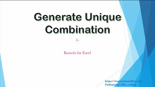 How to generate unique combinations in Excel?