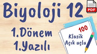 Biyoloji 12. Sınıf 1. Dönem 1. Yazılı Soruları klasik açık uçlu Yazılıya hazırlık +PDF 2024 2025