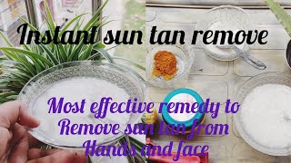 ট্যান দূর করার ঘরোয়া উপায়/How to remove sun tan from hands/instant suntan removing pack.#tanremove