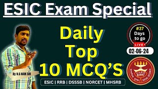 🔴 LIVE: ESIC Nursing Officers Exam Special | Top 10 MCQs | 37 Days to Go | Nidhya Nursing 🔴 #esic