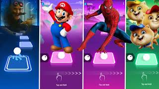 Sonic&Amy Rose vs Spider Man vs Mario vs Junior Patrollers  Tiles Hop EDM Rush