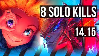 ZOE vs YONE (MID) | 8 solo kills, 12/3/6, 600+ games, Dominating | EUW Master | 14.15