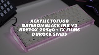 Acrylic TOFU60 + Gateron Black Ink V2 (Lubed & Filmed)  + ePBT Gray Japanese Keycaps!