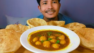 Eating tasty spicy dum aloo with puri  || Mukbang