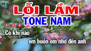 Karaoke Lỗi Lầm Tone Nam ( Am ) Nhạc Sống Mới || Karaoke Tuấn Kiệt