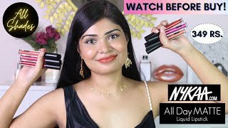 *NEW* Nykaa All Day Matte Liquid Lipstick Swatches | ALL SHADES