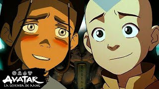 Aang y Katara se besan en la Cueva de los dos enamorados  💕 | Escena completa | Avatar