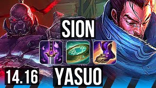 SION vs YASUO (MID) | 6 solo kills, 700+ games | EUW Master | 14.16