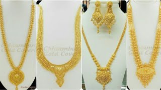 Attractive Golden Long Haaram Necklace Design / Indian Traditional Long Haaram Necklace Collections