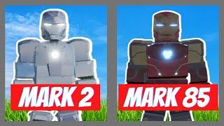 MOST IRON MAN SUITS FROM THE AVENGERS TESTING SERVER | ROBLOX