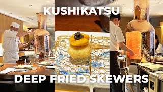 $160 for deep fried skewers 😱 WHAT I ATE AT KUSHIKATSU BON in Ginza Japan | Kushikatsu Omakase