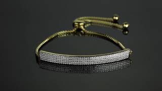 Item 62991 - Diamond Accent Bar 18k Gold-Plated Adjustable Drawstring Bolo Bracelet 9"