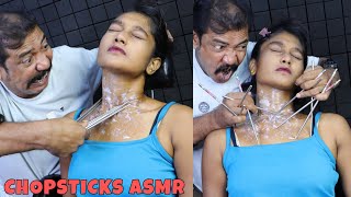 Upper Body Massage with Chopsticks | Chiropractic Cracks by Asim Barber | ASMR Back Bone Adjustment