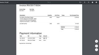 payment information in invoice report odoo 10