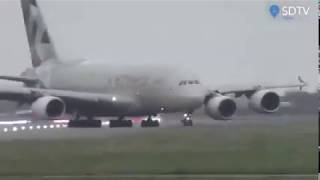 INTENSE footage of a pilot landing a plane at Heathrow Airport in Storm Dennis