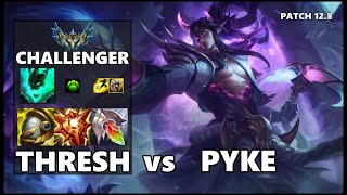 SEASON 12 CHALLENGER Support Gameplay - THRESH vs PYKE Patch 12.8