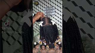 #shorts : Frontal Cornrow Bob Box Braids With Beads 🧿 & Ribbon 🎀 Wig For Kids / Girls