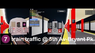 IRT Subway: R62A & R188 (7) train traffic @ 5th Av-Bryant Park