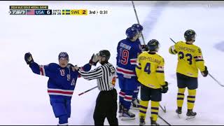 Lane Hutson (USA) Fight With Anton Johansson (Sweden) In Gold Medal WJC Game - 1/5/23