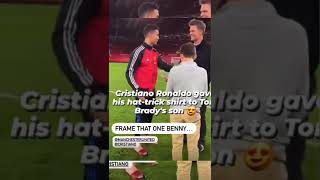 Ronaldo gift Hattrick shirt to Tom Brady son| so lucky🥲| #shorts #ronaldo #tombrady